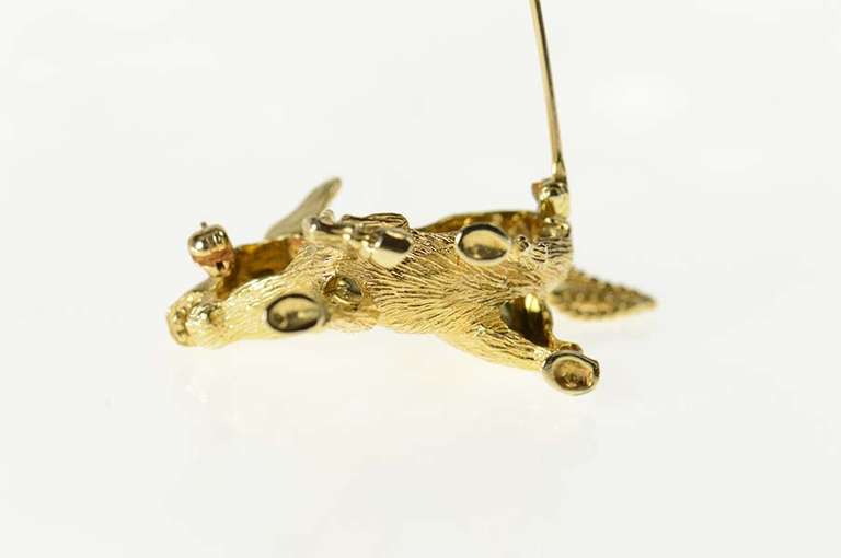 14K Yellow Gold Garnet Eyed Baby Donkey Foal Pin/Brooch