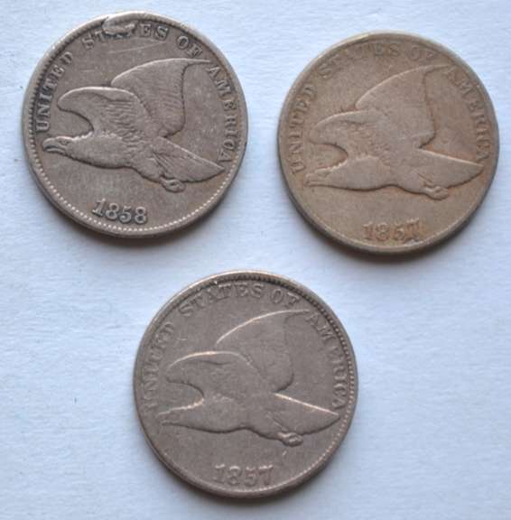 2 1857 & An 1858 Small Letters Flying Eagle Cent