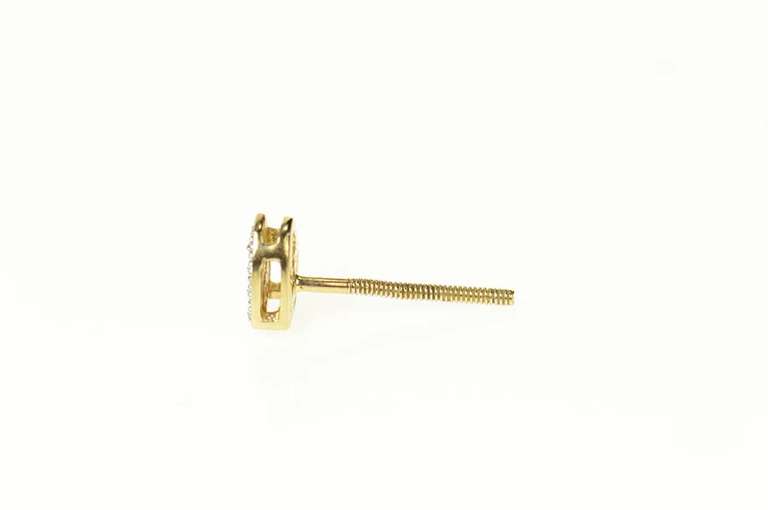 10K Yellow Gold Pave Diamond Heart Love Symbol Stud Single Earring