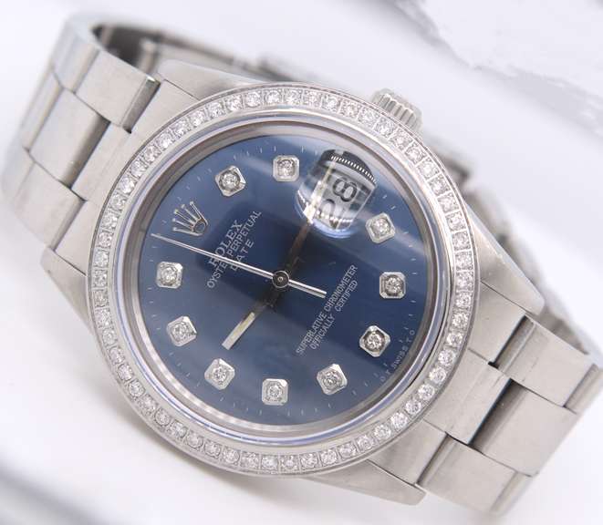 Rolex Oyster Perpetual Date Watch with Blue Dial