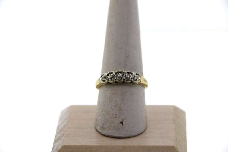 Thick Five Set Piece Diamond Ring with 14k Gold