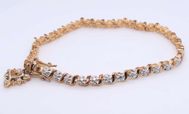 Sterling Silver Gold Plated Bracelet with Heart Charm