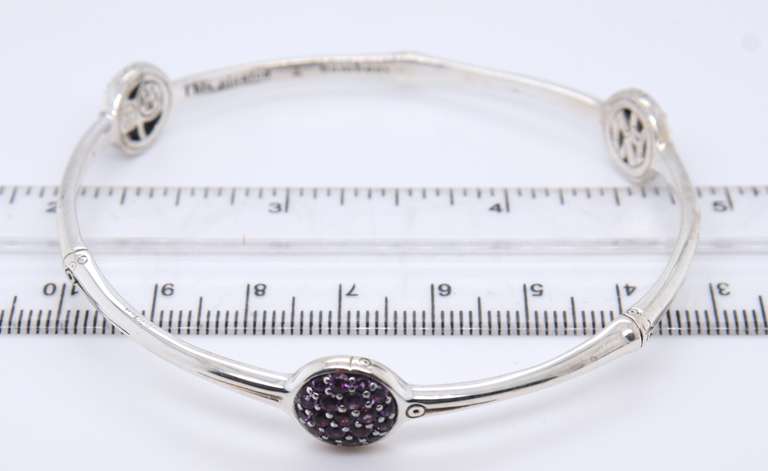 John Hardy Bamboo Collection Three Station Amethyst Bracelet