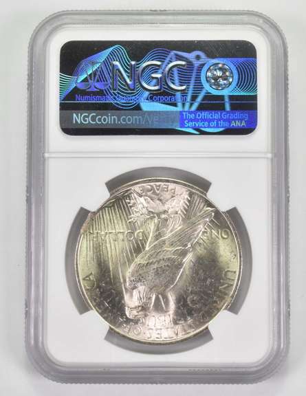 Mint Error MS63 1922 Peace Silver Dollar - Curved Clip @ 2:00 - NGC