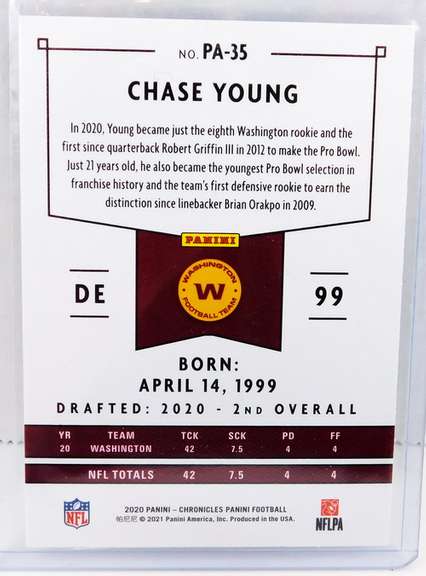 Chase Young 2020 Panini Rookie Football Card