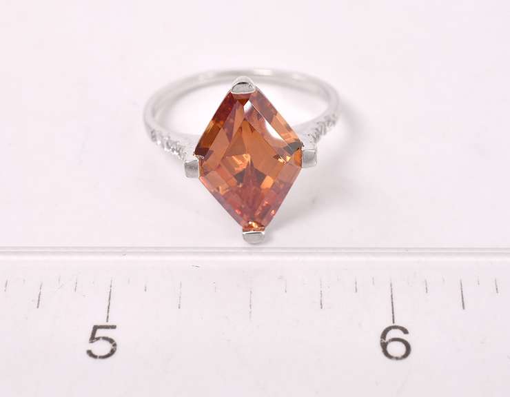 Orange Gemstone Ring in Sterling Silver