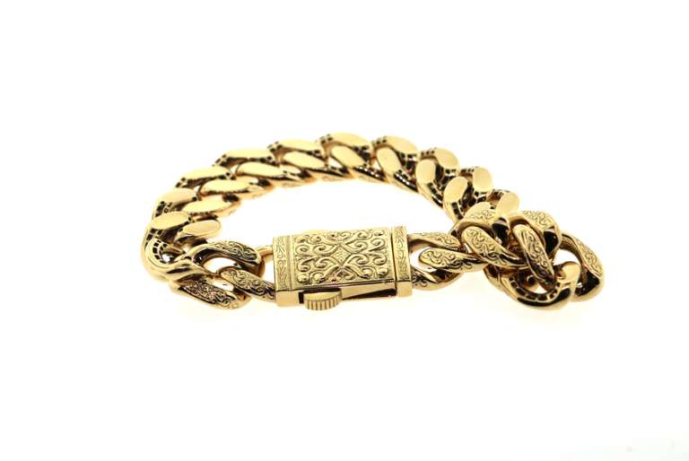 Oriental 14k Gold Handmade Curb Chain Bracelet