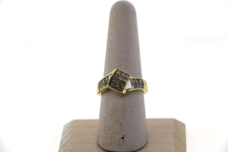 Overlapping Square Diamond Cluster Ring with 14k Gold