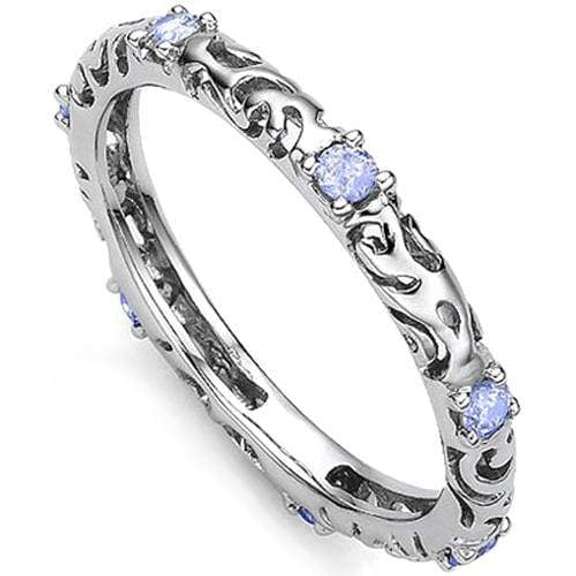 1/4 CT GENUINE TANZANITE 925 STERLING SILVER ETERNITY RING