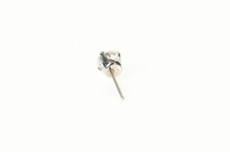 14K White Gold Classic Solitaire Round CZ Single Stud Earring