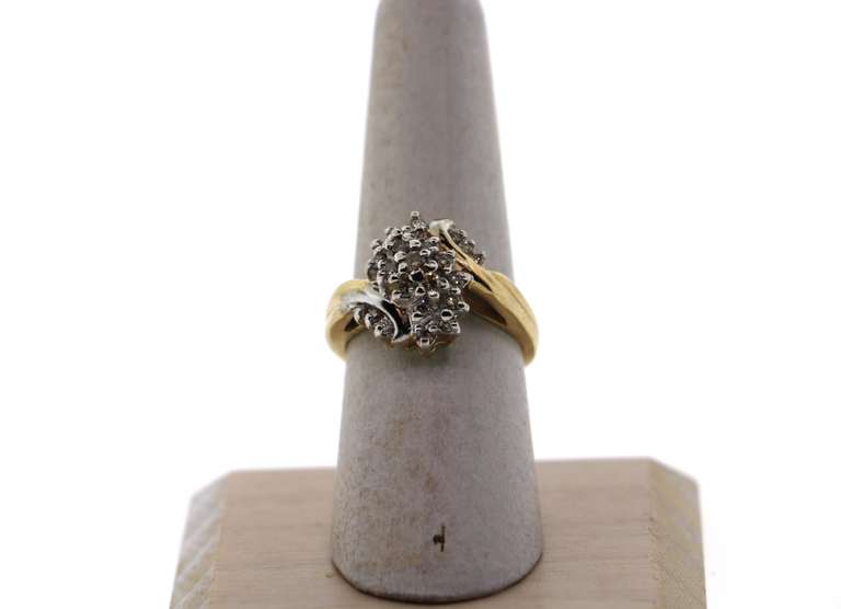 Organic Cluster Diamond Ring with 14k Gold