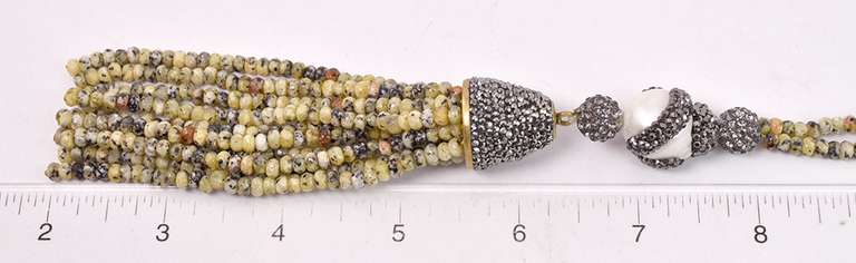 Amazing Beaded Semi-Precious Stone, Mother of Pearl and Quartz Crystal Ladies 34" Necklace