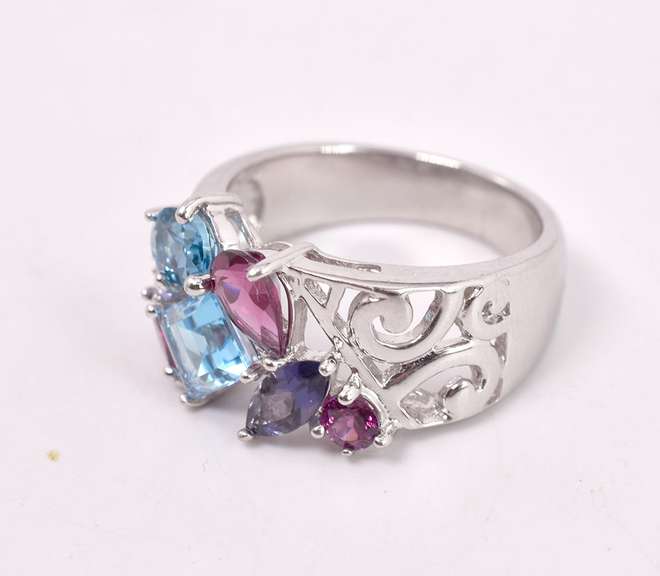 Colorful Gemstone Ring in Sterling Silver