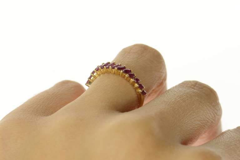 14K Yellow Gold Marquise Natural Ruby Wedding Band Ring