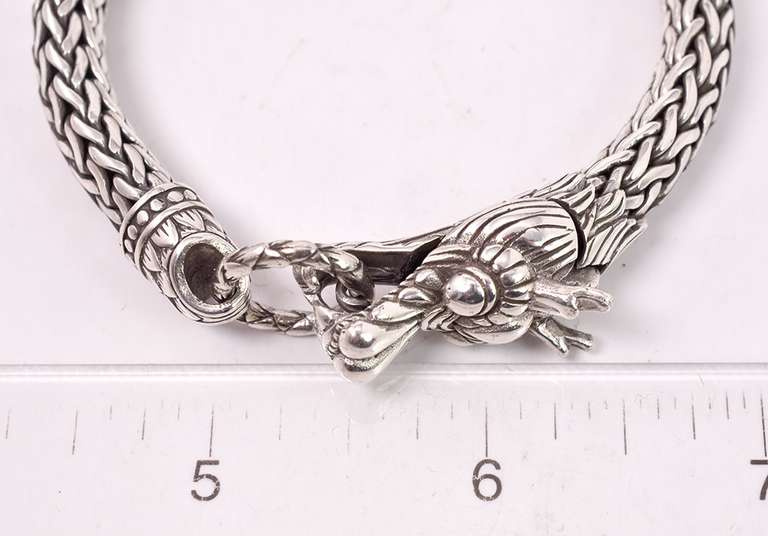 Lovely French Made, Impressive Dragon Head Bracelet in Sterling Silver