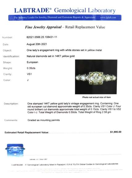 Vintage Yellow Gold Diamond Engagement Ring