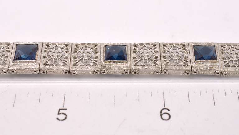 Blue Gemstone Bracelet in Sterling Silver