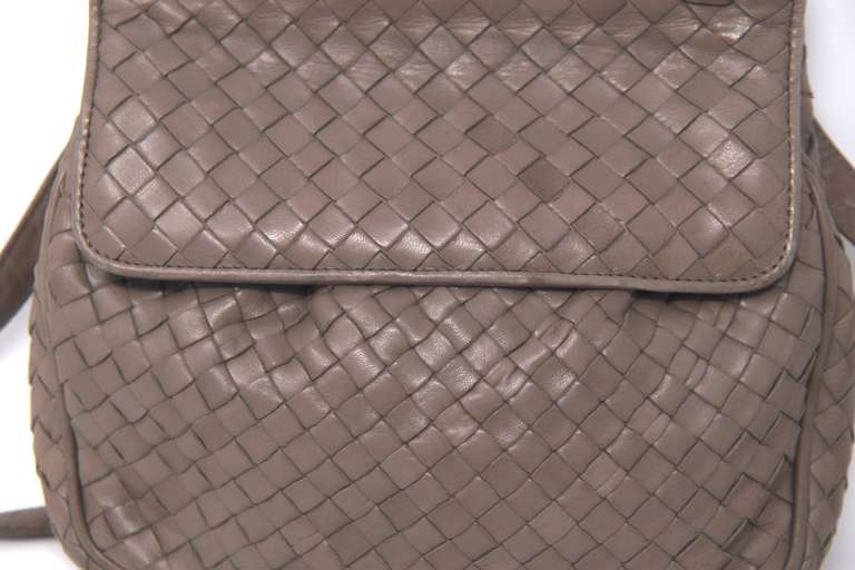 Bottega Veneta Clutch Intrecciato Woven Taupe Leather Purse