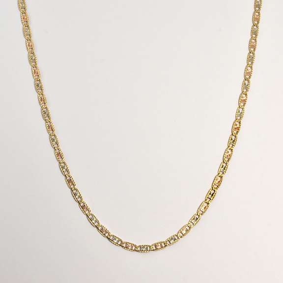 Unusual Tri-Color Anchor Link Necklace