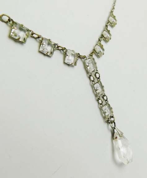 Antique Sterling Crystal Drop Necklace