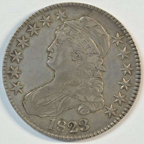 Scarce original 1823 Capped Bust Half Dollar in XF/AU (O-105)