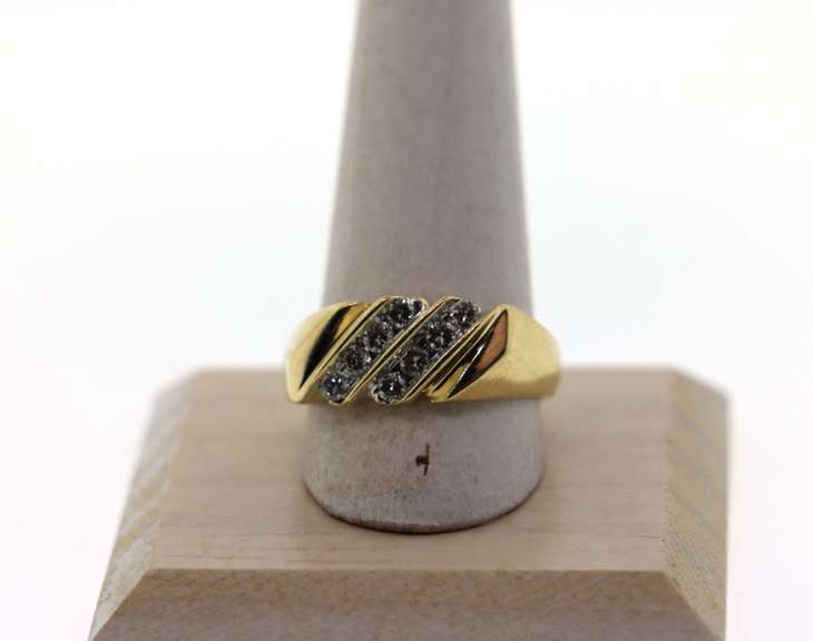 Double Row Diagonal Channel Set 14k Gold Diamond Ring