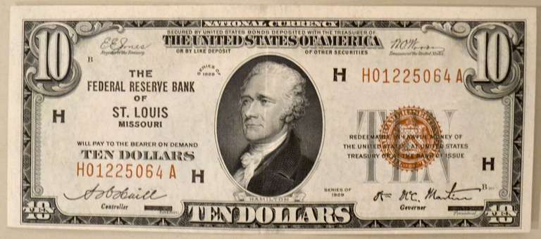 Clean Fresh Series  $10 1929 St Louis National