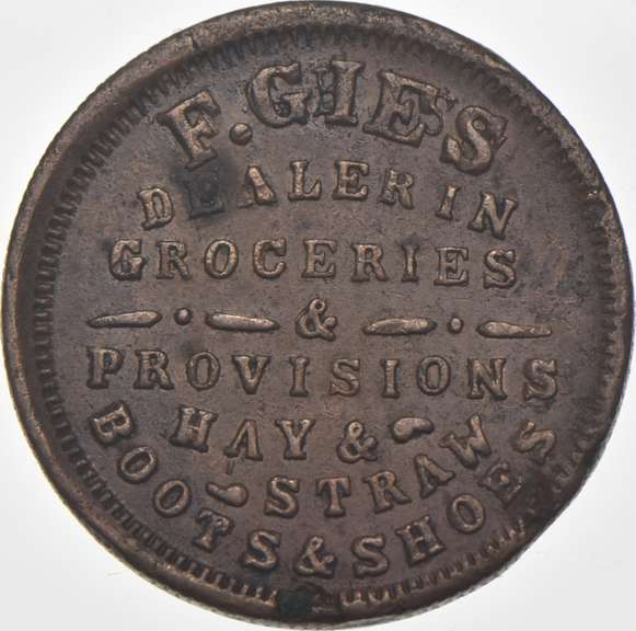 1863 F. Gies Civil War Token R-8 225 AG 3A