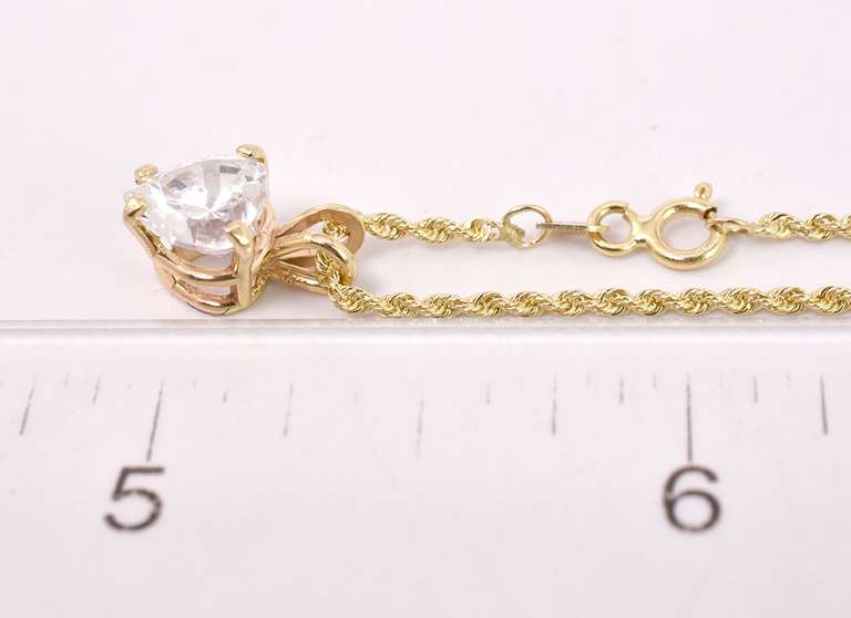 Lovely Heart Crystal Pendant Necklace in 14K Yellow Gold