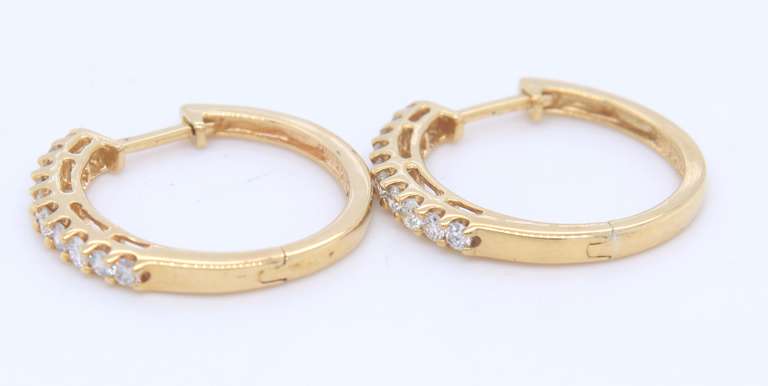 Dazzling Yellow Gold Diamond Hoop Earrings