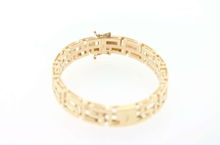 Patterned 14k Gold Handmade Italian Bangle Bracelet