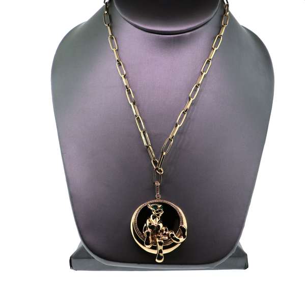 Penetrating Handmade Italian 14k Gold Panther Necklace
