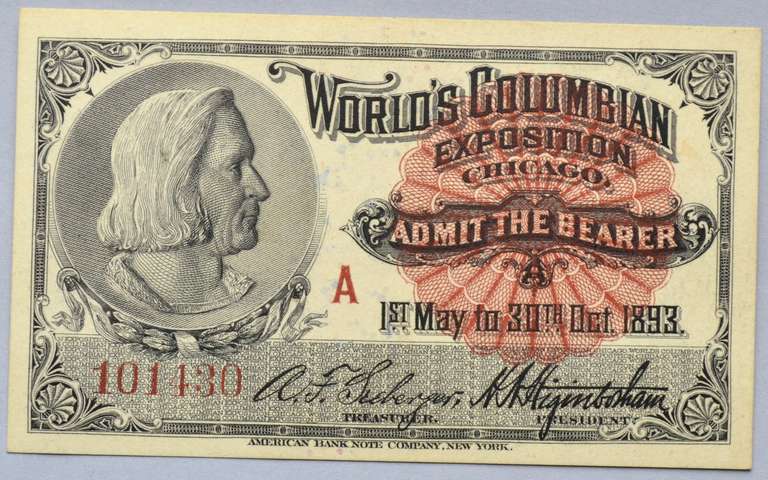 1893 Columbian Exposition Admission Ticket
