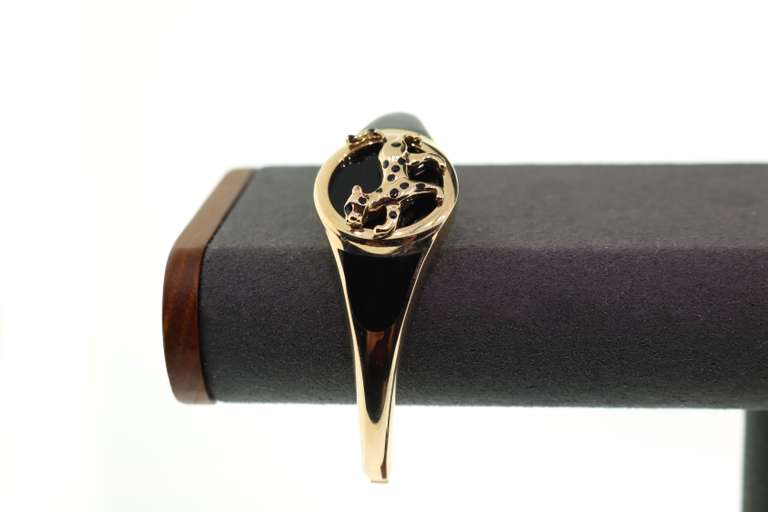 BRAND NEW! Stalking Panther 14k Gold and Onyx Handmade Italian Bangle Bracelet