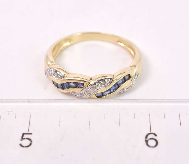 Brilliant Sapphire and Diamond Band in 14K Yellow Gold