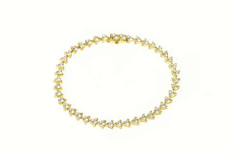 14K Yellow Gold Triangle Link Classic CZ Statement Tennis Bracelet