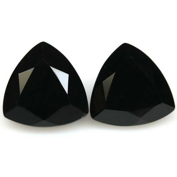 Diamond black 4.26ct trillion cut Onyx pair