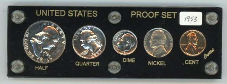 Simply Superb 1953 GEM Proof Set in custom holder.