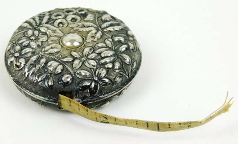 Antique Sterling Repousse Tape Measure