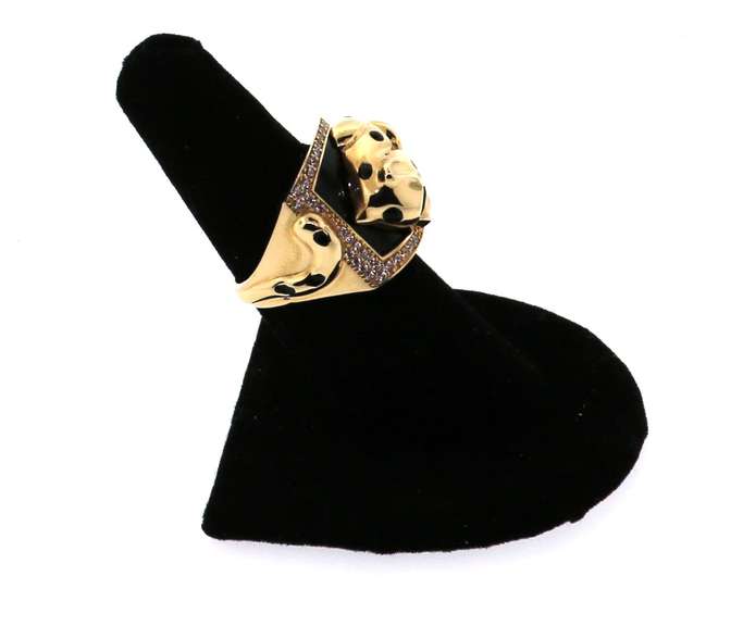 Aggressive Handmade Italian 14k Gold Panther Signet Ring