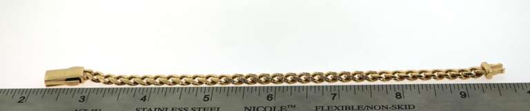 Lithe 14k Gold Handmade Italian Curb Chain Bracelet studded with Cubic Zirconias