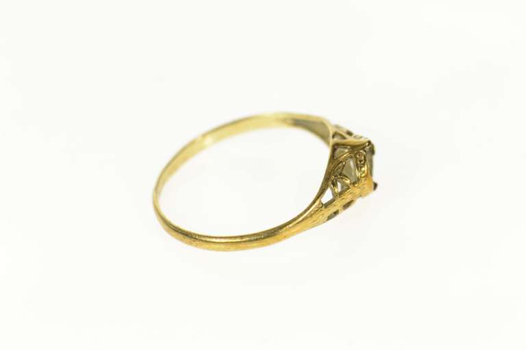 14K Yellow Gold Art Deco 4.4mm Filigree Engagement Setting Ring