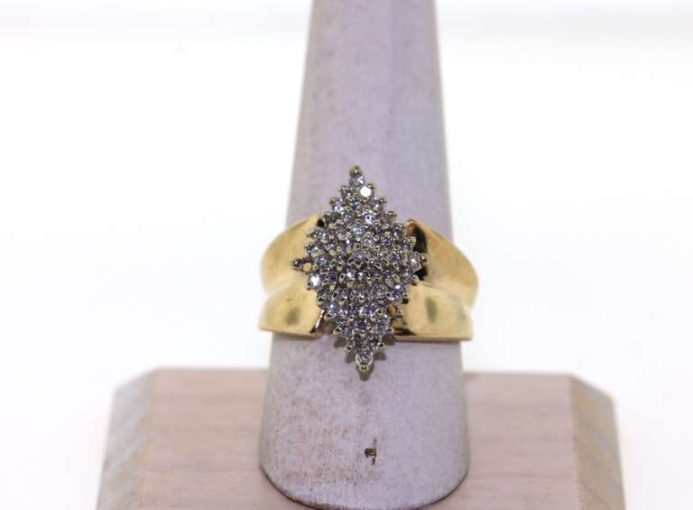 Gigantic Diamond Cluster Ring with 14k Gold Band