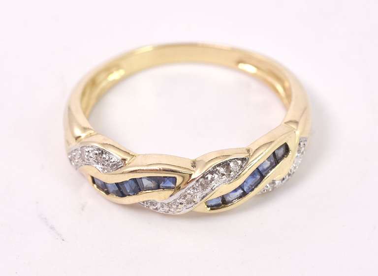 Brilliant Sapphire and Diamond Band in 14K Yellow Gold