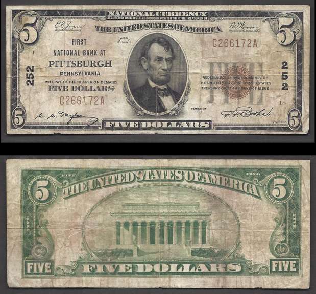 $5 1929-I First National Bank of Pittsburgh PA Ch.252