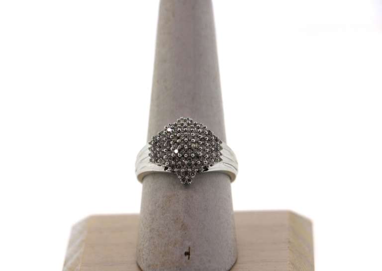Absolutely Perfect 14k White Gold Shimmering Diamond Ring with Geometric Clusters