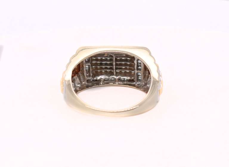 mens 14k white and yellow gold diamond ring