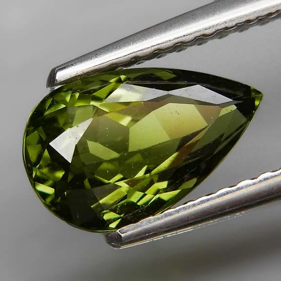Rich 1.47ct natural olive green Tourmaline pear