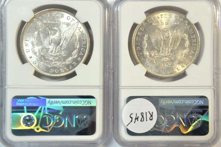 Near Gem BU 1887 & 1888 Morgan Silver Dollars. NGC MS64