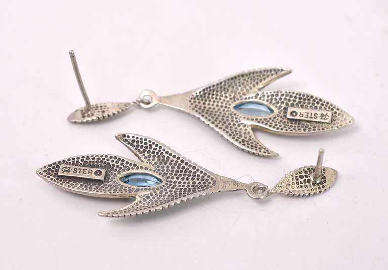 Blue Gemstone Earrings in Sterling Silver